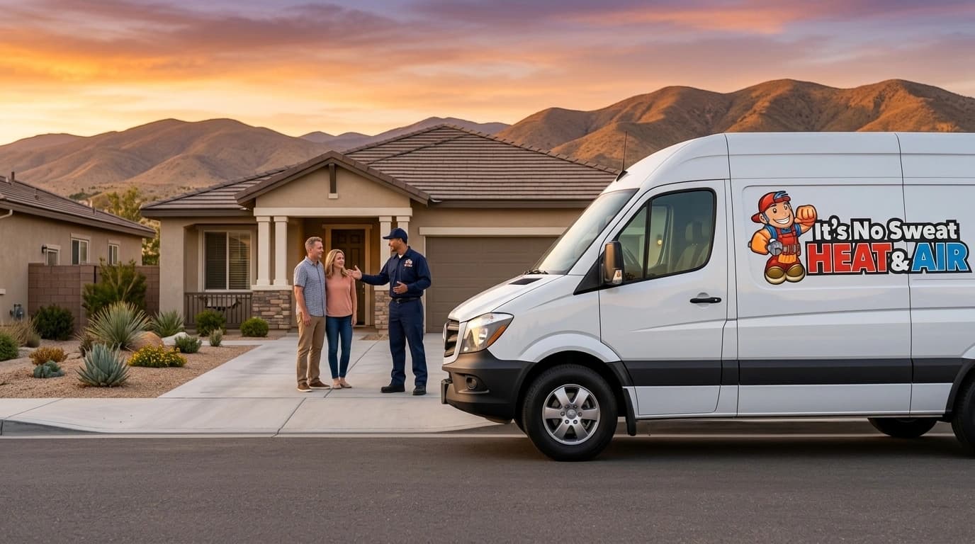 It's No Sweat Heat & Air service van